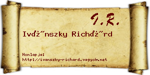 Ivánszky Richárd névjegykártya